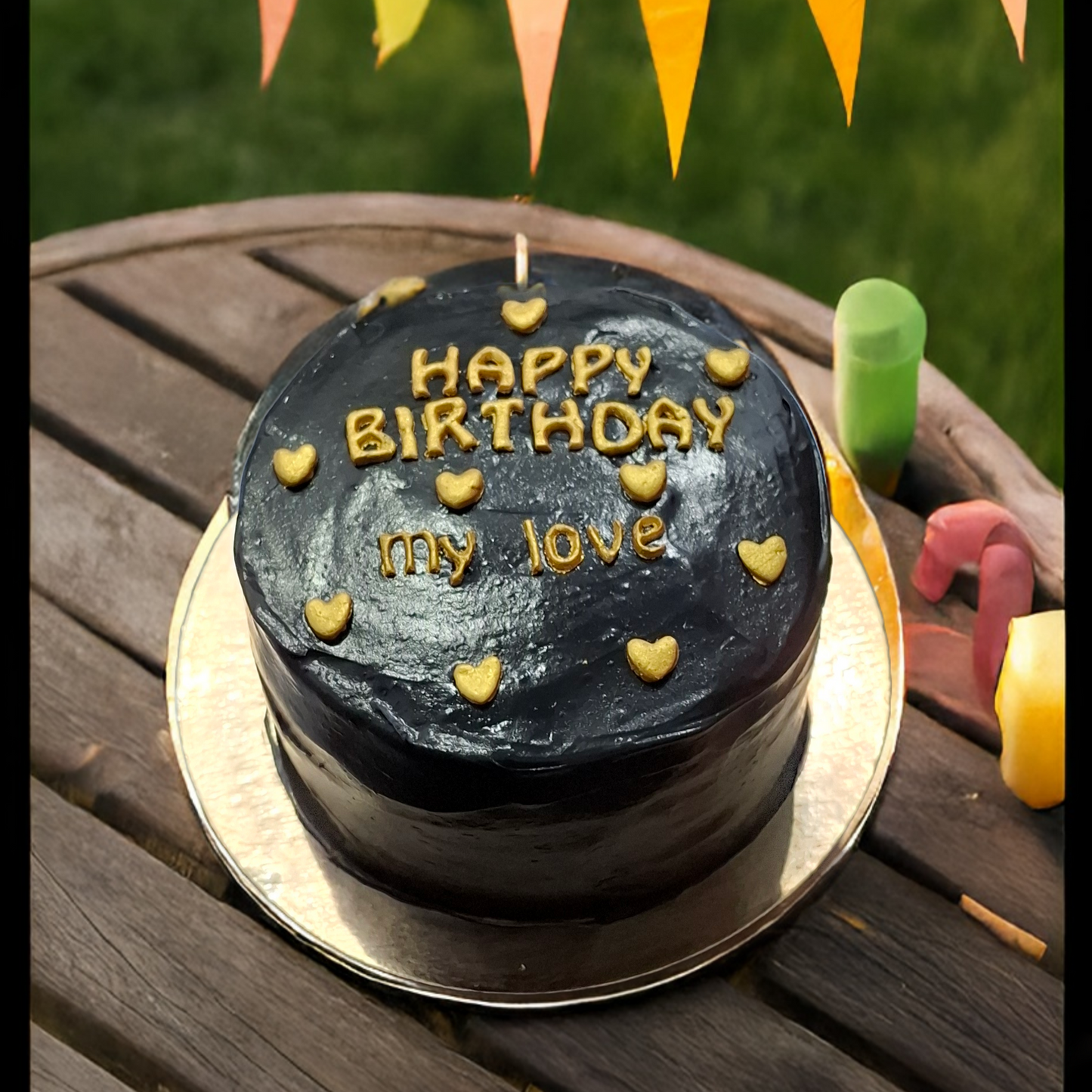 Siyah & Altın “Happy Birthday My Love” Pasta