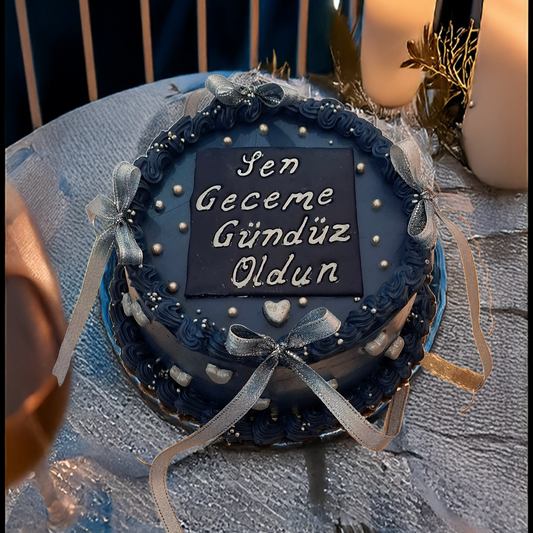 Romantik Mesajlı Özel Tasarım Pasta – Sen Geceme Gündüz Oldun