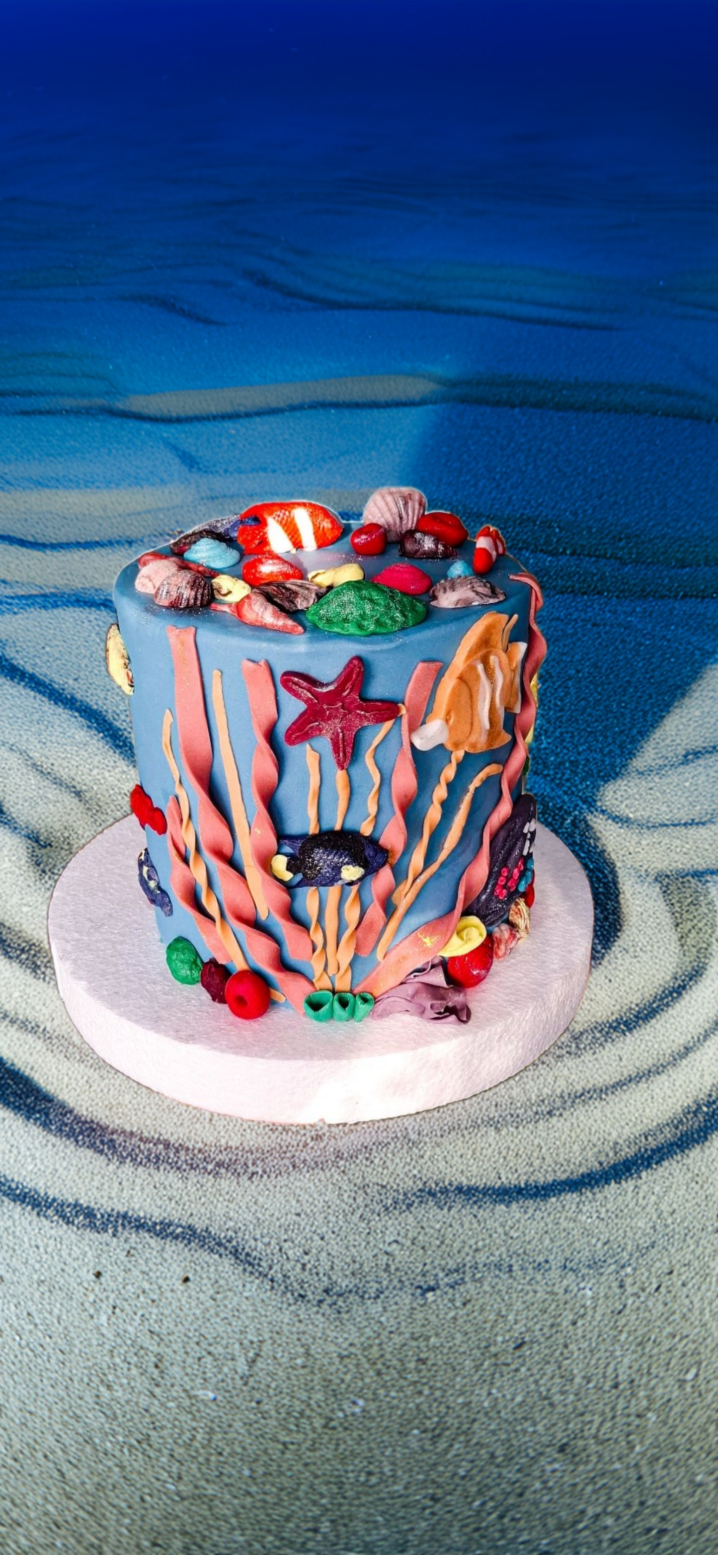 Deniz Temalı Şeker Hamuru Figürlü Butik Çocuk Pastası